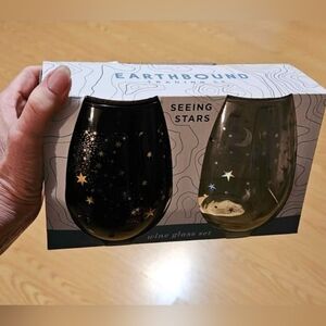 Constellation Earthbound Seeing Stars New In Box Delicate Stemless Wine Glasses